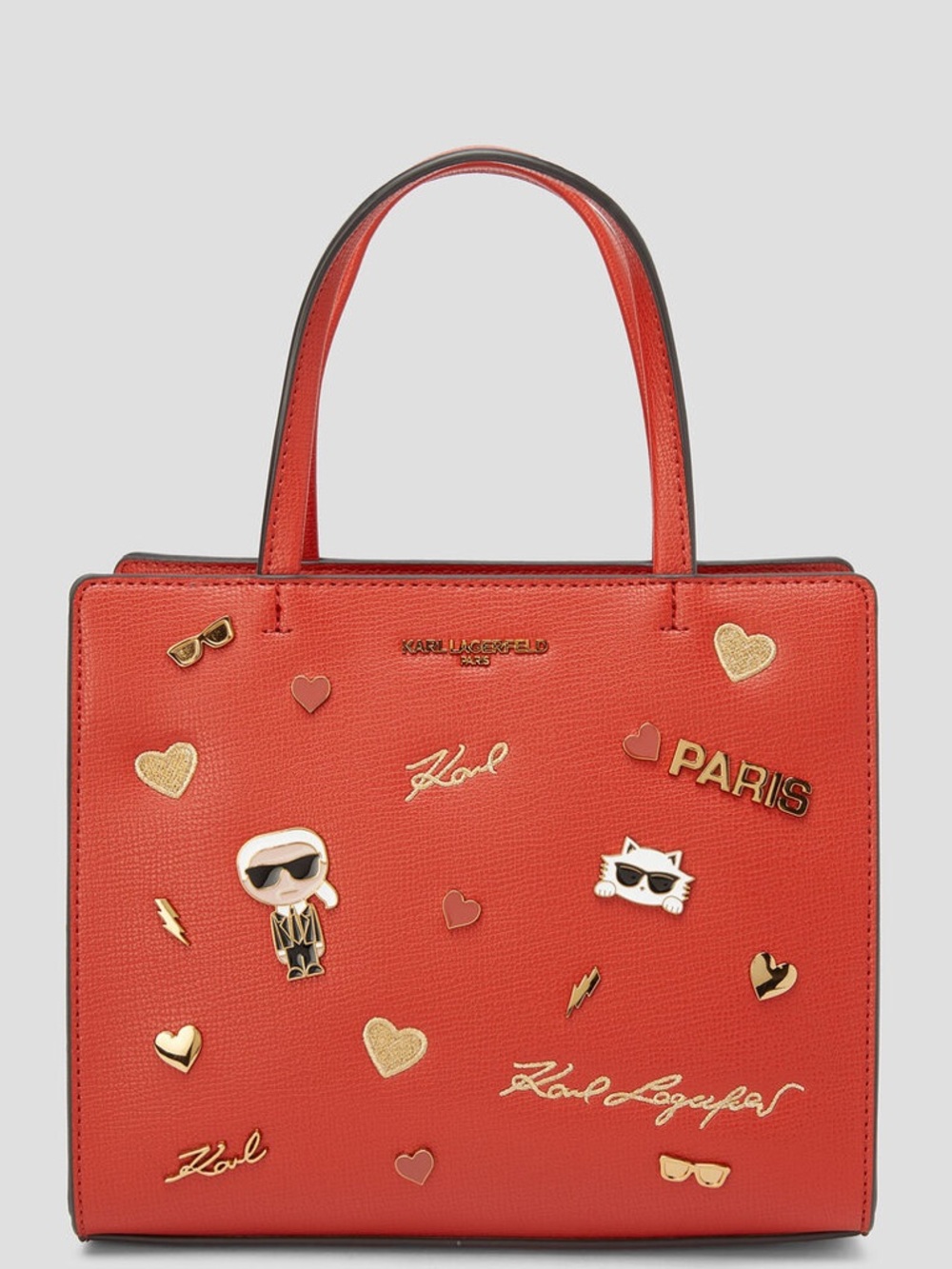 Karl Lagerfeld Red Embellished Paris Tote
